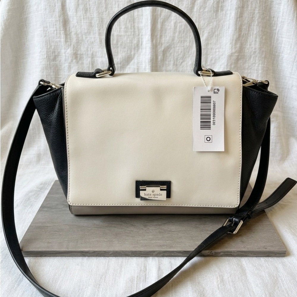 kate spade Two-Tone Cream and Black Structured Satchel